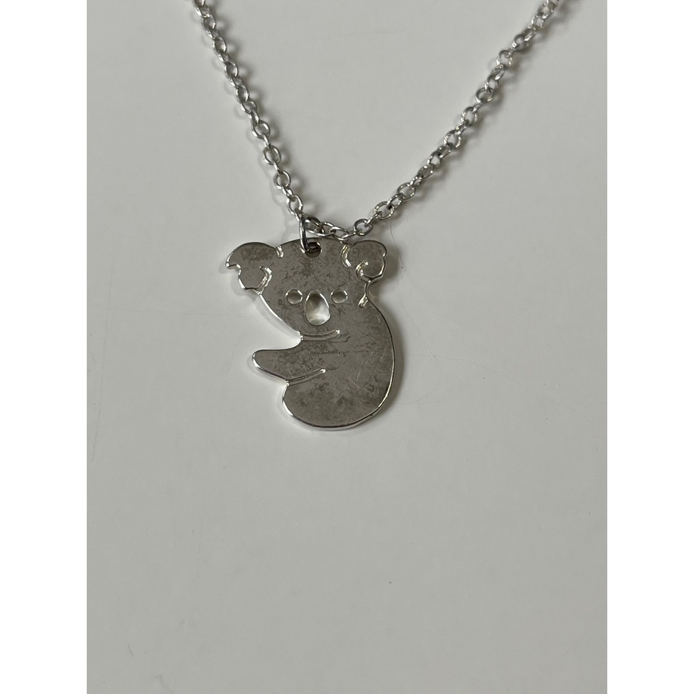 Silver Tone Koala Pendant Necklace Animal Jewelry Cutout Design